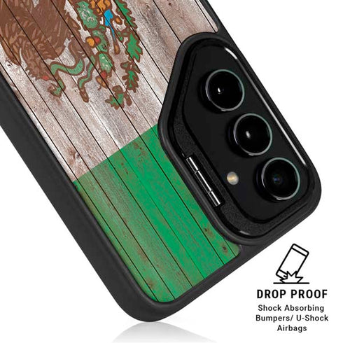 Mexican Flag Dark Wood Galaxy S24 Plus Kickstand Case
